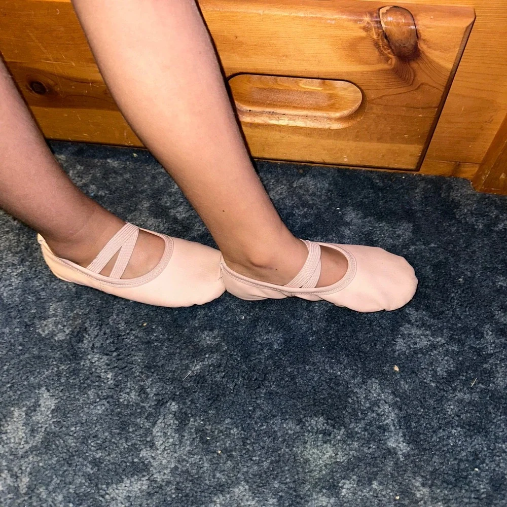 Pink Leather Ballet Dance Slippers Shoes Girls‎ Dancewear  11.5